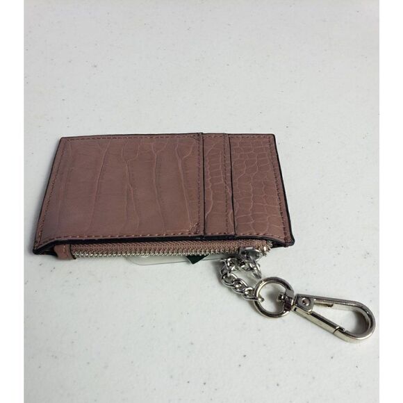 Women's Croc Embossed Mini Wallet Coin Pouch Brown NWT - Picture 3 of 4